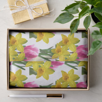 Papier Mousseline Daffodiles et tulipes florales de printemps papier