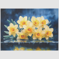 Daffodiques jaunes sur la page décolleté d'aquarel