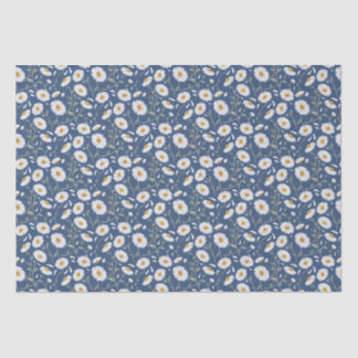 Papier Mousseline Daisies (Royal Blue) - Aquarelle Motif Floral