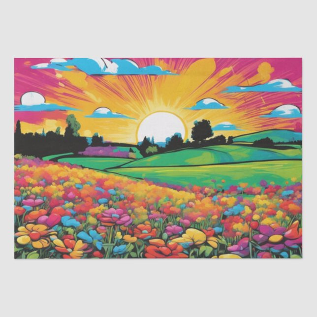 Papier Mousseline Daisy Delight Pop Art Blossoms papier découpage (Recto)