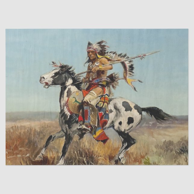Papier Mousseline "Dakota Chief" Art occidental de Charles M Russell (Recto)