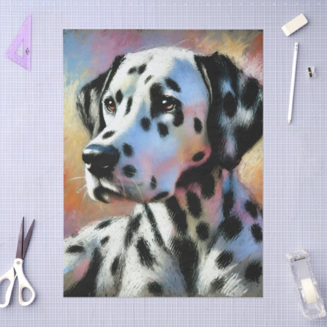 Papier Mousseline Dalmatie Chalk Pastel Chien noir blanc Découpage (Artisanat)