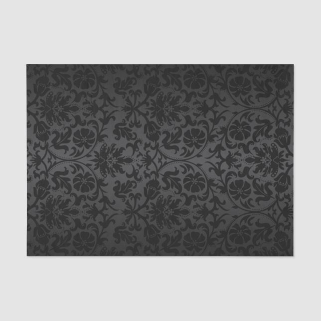 Papier Mousseline Damas floral noir (Recto)