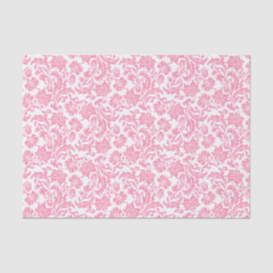 Papier Mousseline Damas Florales Pastel Rose Et Blanc