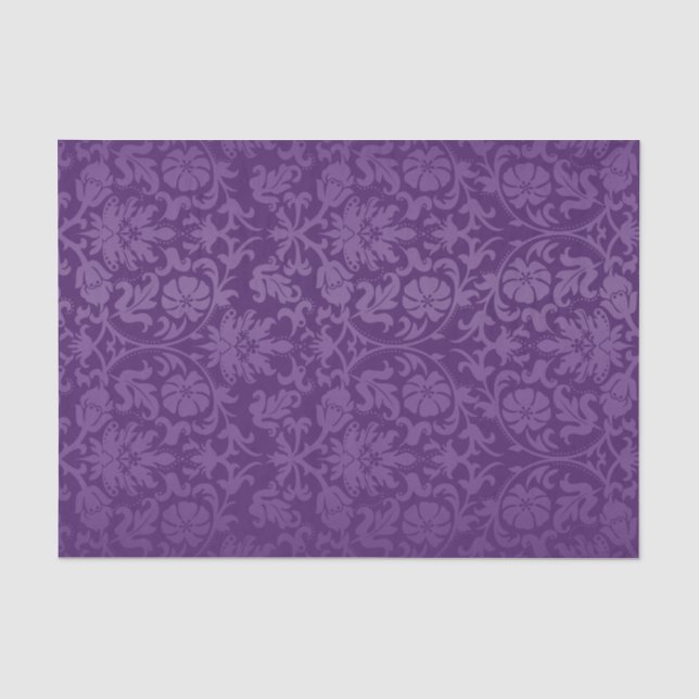 Papier Mousseline Damas florales violettes (Recto)