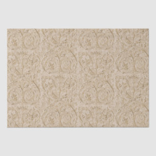 Papier Mousseline Damas Renaissance Sepia Acanthus Leaf