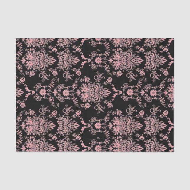 Papier Mousseline Damas rose et noir (Recto)