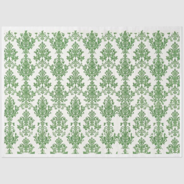 Papier Mousseline Damas vert (Recto)