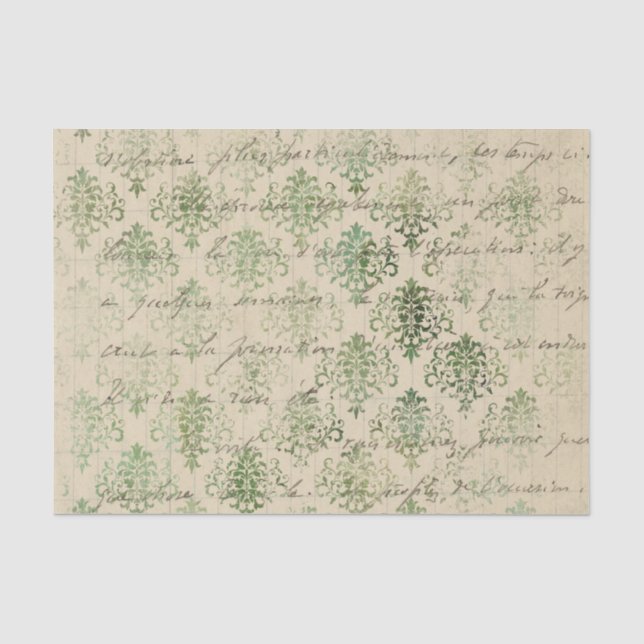 Papier Mousseline Damas vert détendu (Recto)