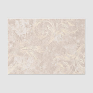 Papier Mousseline Damas vintage ivoire et blanc