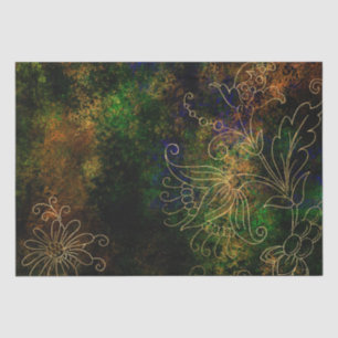 Papier Mousseline Damask Floral Grunge doré