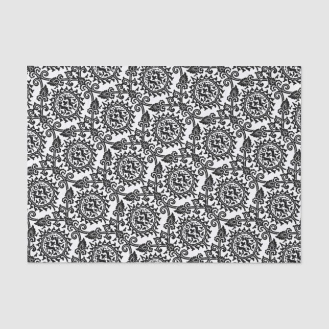 Papier Mousseline Damask Hare Motif (Recto)