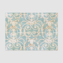 Damassé bleue et beige