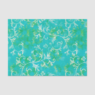 Papier Mousseline Damassé bleue et verte