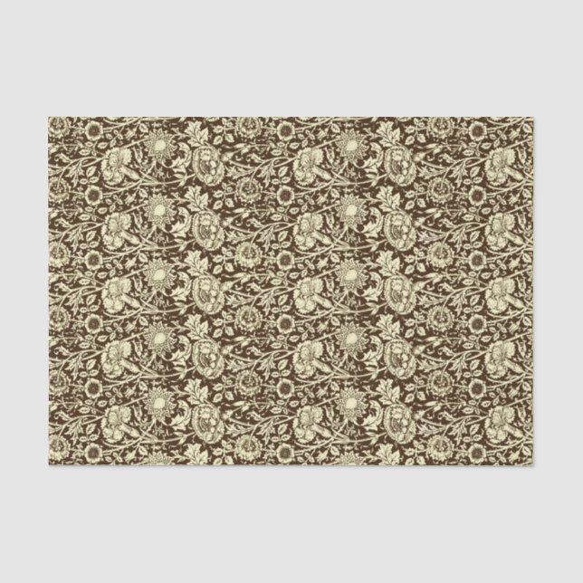 Papier Mousseline Damassé, brun et crème d'oeillet de Nouveau d'art (Recto)