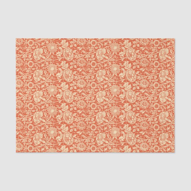 Papier Mousseline Damassé d'oeillet de Nouveau d'art, mandarine (Recto)
