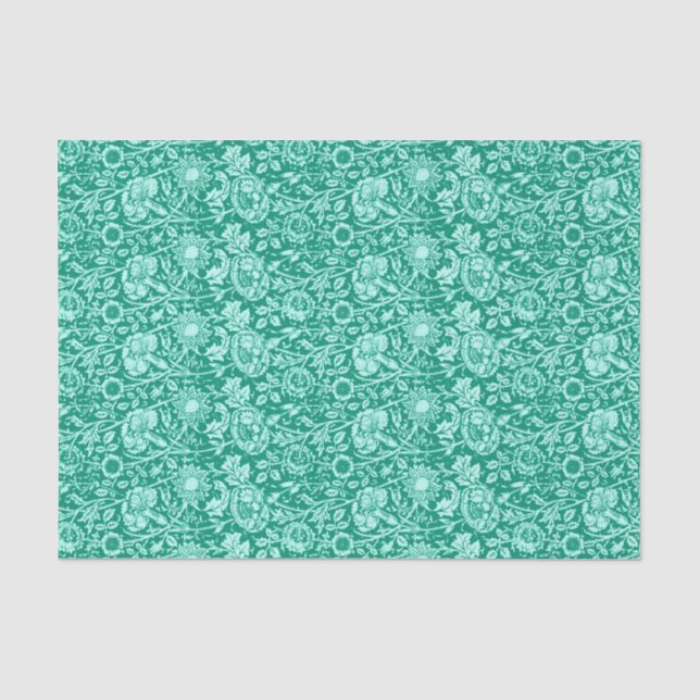 Papier Mousseline Damassé d'oeillet de Nouveau d'art, turquoise (Recto)
