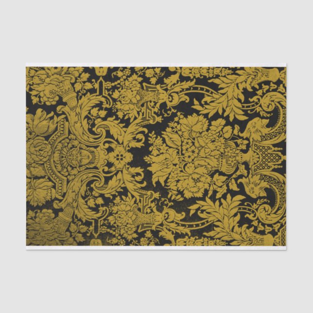 Papier Mousseline Damassé d'or de Louis XIV (Recto)