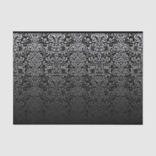 Papier Mousseline Damassé élégante (noir et argent)