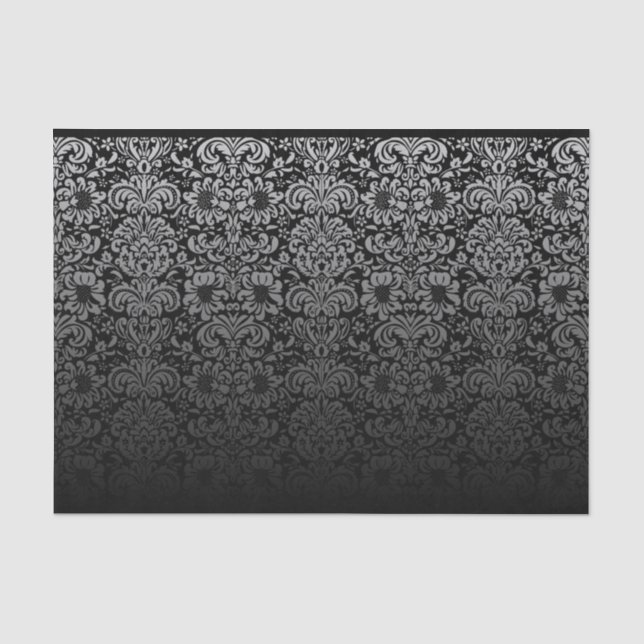 Papier Mousseline Damassé élégante (noir et argent) (Recto)