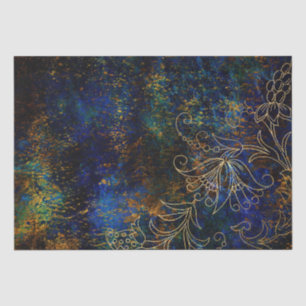 Papier Mousseline Damassé floral doré grunge