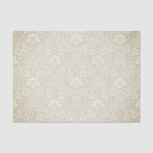 Papier Mousseline Damassé florale crème vintage
