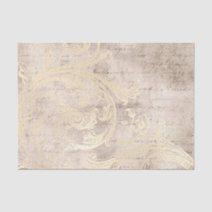 Papier Mousseline Damassé ivoire grunge vintage