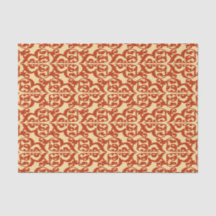 Papier Mousseline Damassé maure d'Ikat - mandarine