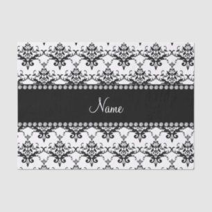 Papier Mousseline Damassé noire blanche nommée personnalisée
