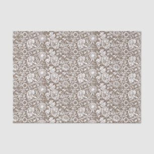 Papier Mousseline Damassé, Taupe et blanc d'oeillet de Nouveau d'art