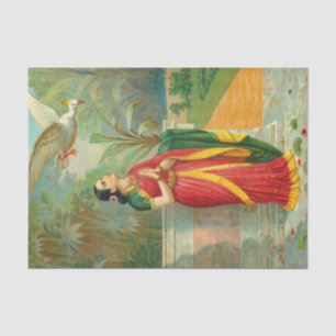 Papier Mousseline Damayanti et le cygne par Raja Ravi Varma