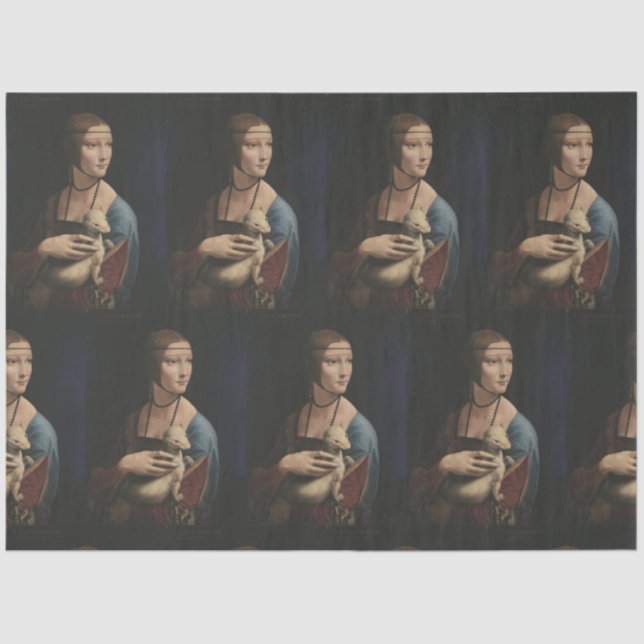 PAPIER MOUSSELINE DAME DA VINCI AVEC UN PAPIER EN TISSU D'ARMINE (Recto)