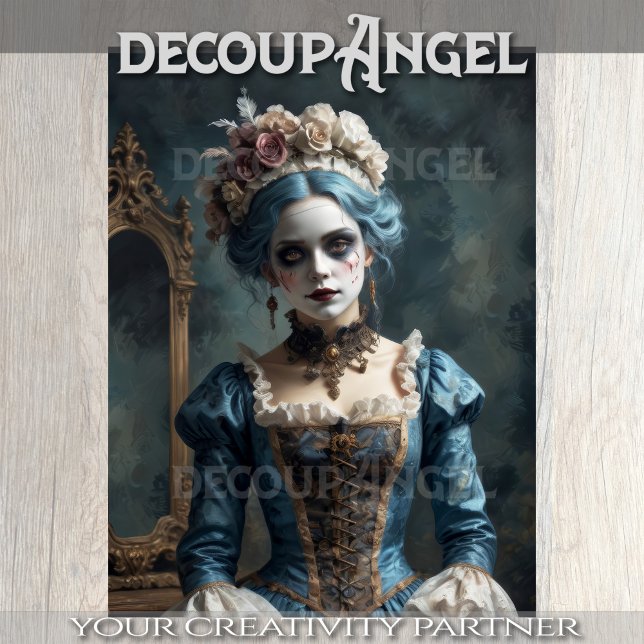 Papier Mousseline Dame en costume de carnaval - Découpage - (Créateur téléchargé)
