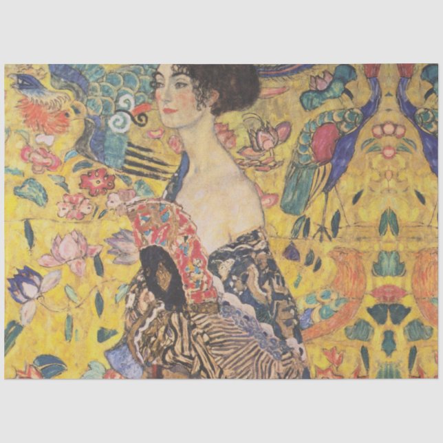 Papier Mousseline Dame Klimt Avec Papier De Découpage Du Ventilateur (Recto)