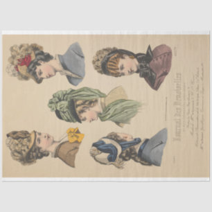 Papier Mousseline Dames victoriennes en Casquette Paris Annonce Vint