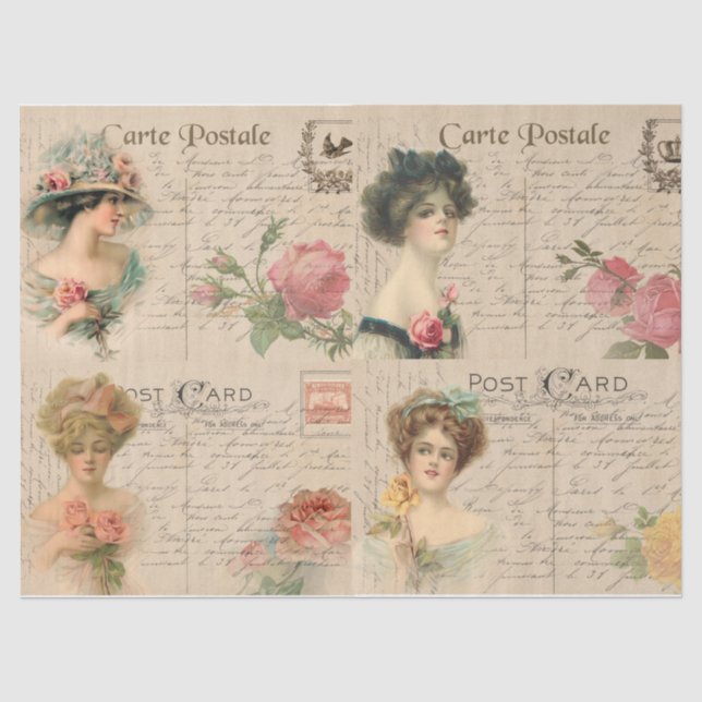 Papier Mousseline Dames victoriennes Mode Découpage Artisanat/Envelo (Recto)