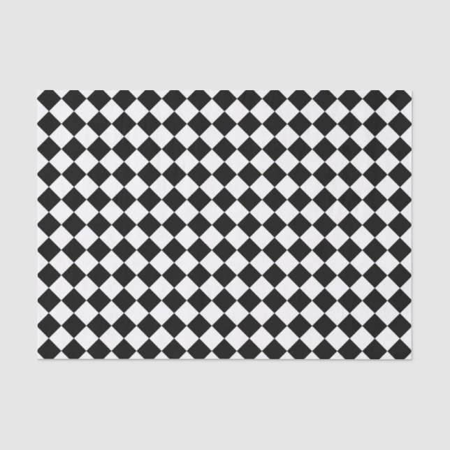 Papier Mousseline Damier blanc noir de diamant (Recto)