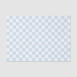 Papier Mousseline Damier bleu et blanc en pastel