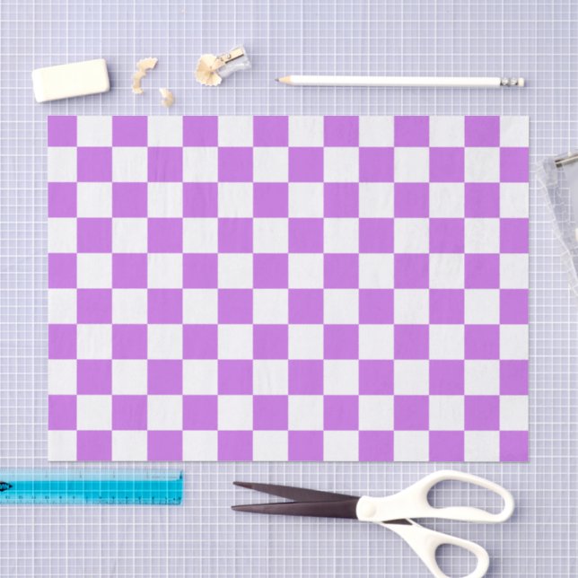 Papier Mousseline Damier magenta visuel classique  (Artisanat)
