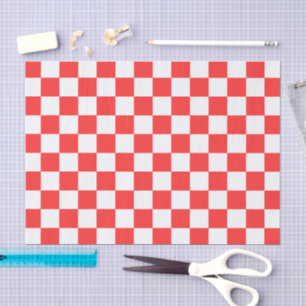 Papier Mousseline Damier rouge visuel classique