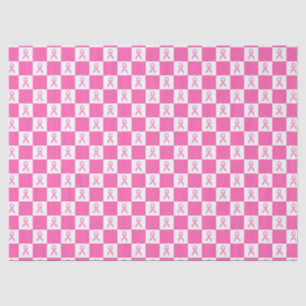 Papier Mousseline Damier Ruban Rose – Sensibilisation au Cancer du S
