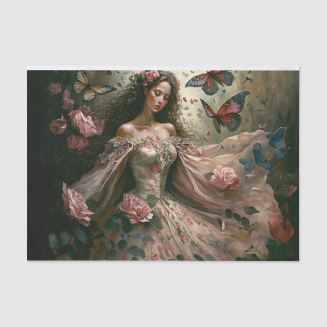 Papier Mousseline Dancing Maiden in the Garden Tissue Paper (Recto)