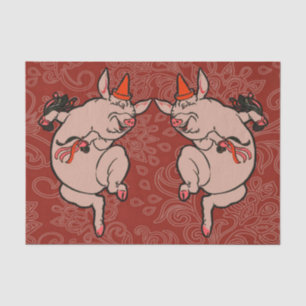 Papier Mousseline Dancing Pig Antique Cute Danseuse