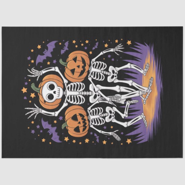 Papier Mousseline Dancing Skeleton Halloween Citrouille (Recto)