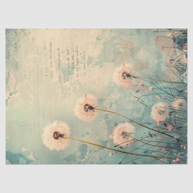 Papier Mousseline Dandelion aquarelle déroupage (Recto)