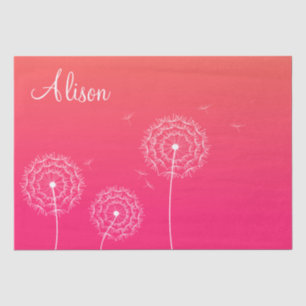 Papier Mousseline Dandelion blanc rose minimaliste Nom floral mou
