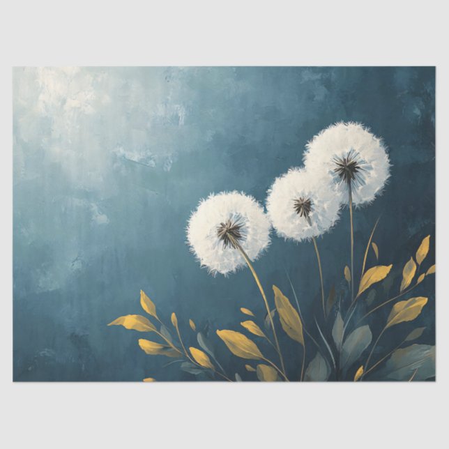 Papier Mousseline Dandelions Fluffy Peinture Découpage (Recto)