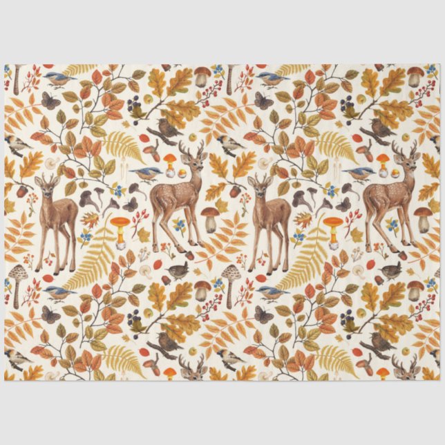 Papier Mousseline Dans les bois / Cerf d'automne sur le blanc (Recto)