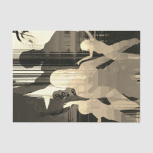 Papier Mousseline Danse Filles Sepia Découpage Moderne Papier Tissu