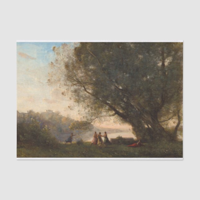 Papier Mousseline Danse sous les arbres à l'extrémité du lac (Recto)